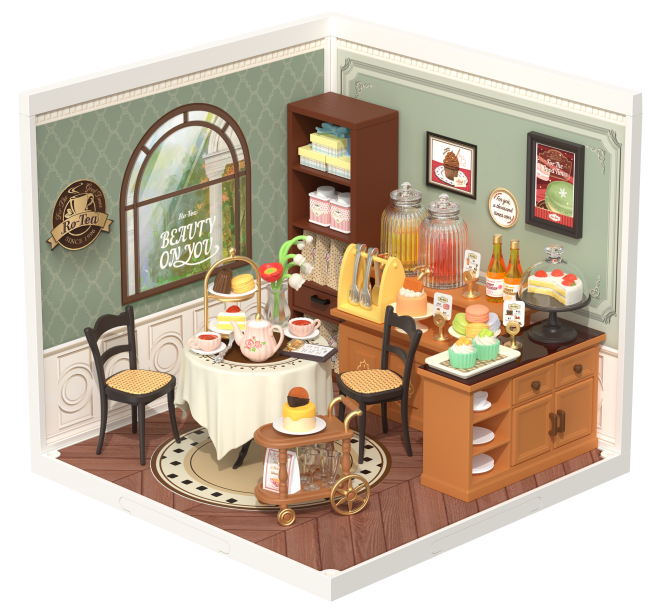 Rolife - Sweet Sips Tea - DIY Plastic Miniature House - Easy Level