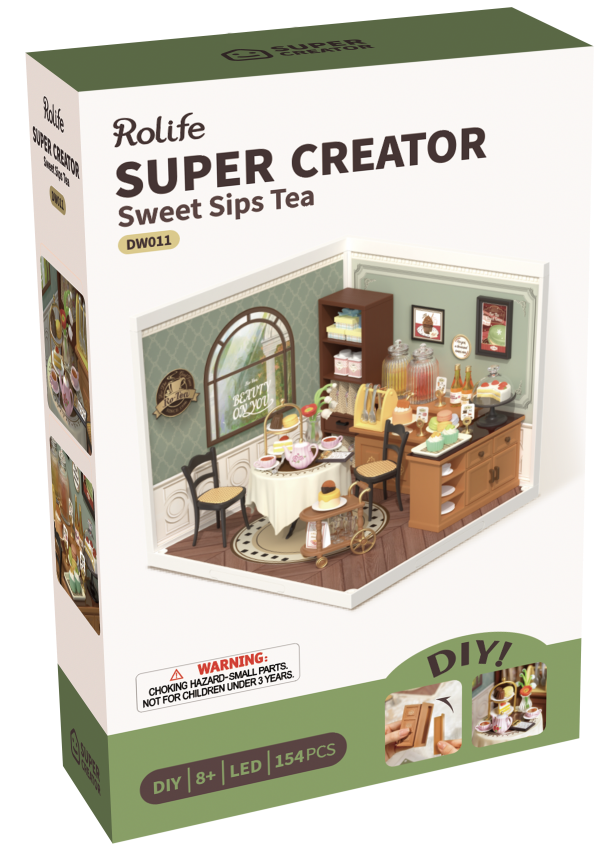 Rolife - Sweet Sips Tea - DIY Plastic Miniature House - Easy Level