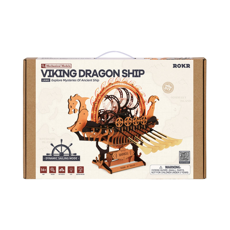 ROKR-LK802 Viking Dragon Ship-Mechanical 3D Wooden Puzzle