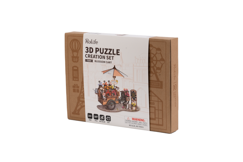 ROKR-TGS03 Blossom Cart-3D Wooden Puzzle