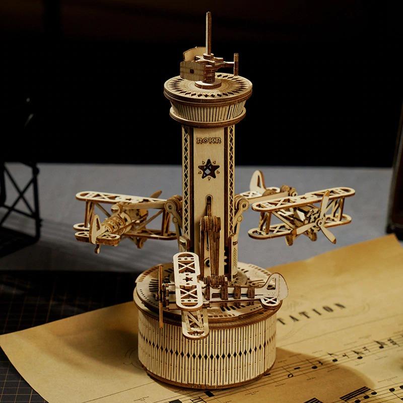 RT-AMK41 DIY Airplane Control Tower Mechanical Music Box