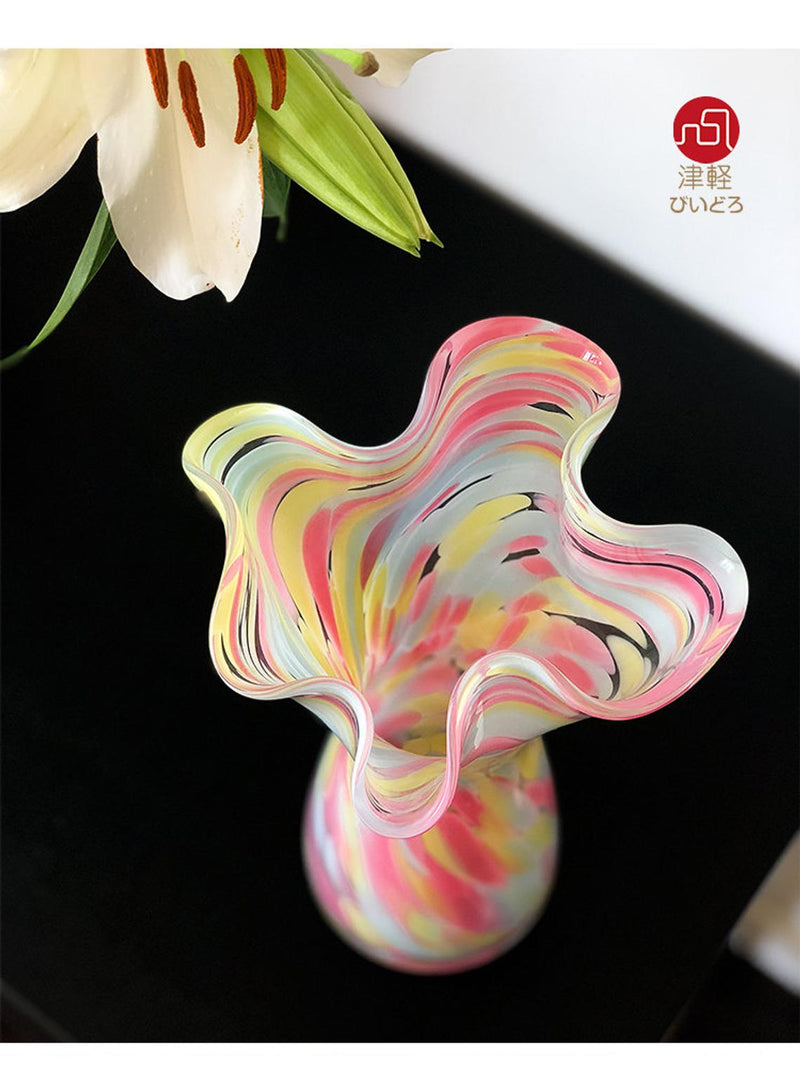 Colourful Glass Flower Frill Vase Series